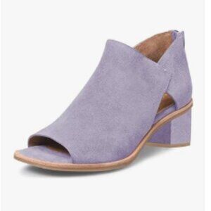 YDN Lavender Peep Toe Low Block Heels Back Zipper Sandal Ankle Boots Comfy Shoes